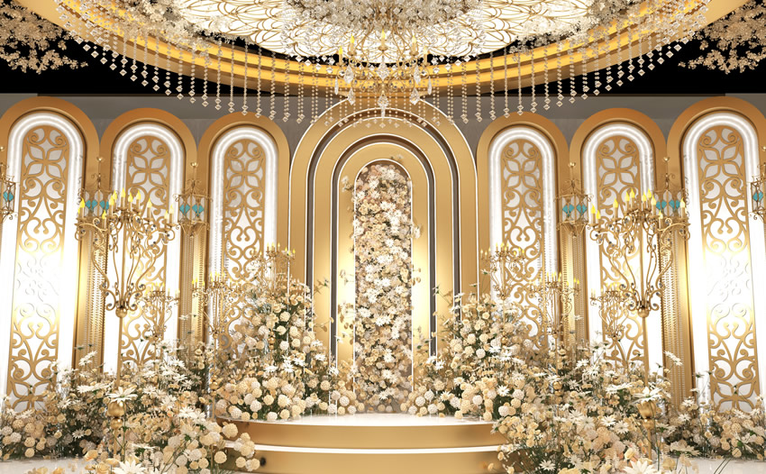 古蔺香槟色调婚礼堂效果展示